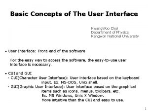 Basic Concepts of The User Interface Kwang Woo