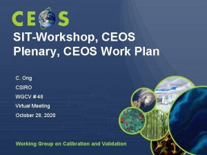 SITWorkshop CEOS Plenary CEOS Work Plan C Ong