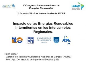 Impacto de las Energas Renovables Intermitentes en los