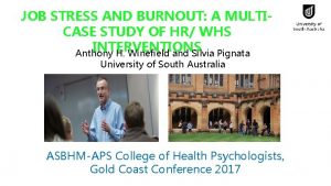 JOB STRESS AND BURNOUT A MULTICASE STUDY OF