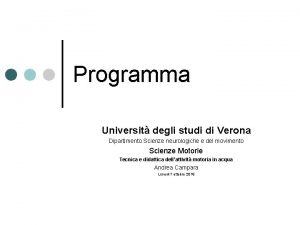 Programma Universit degli studi di Verona Dipartimento Scienze