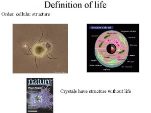 Definition of life Order cellular structure Crystals have