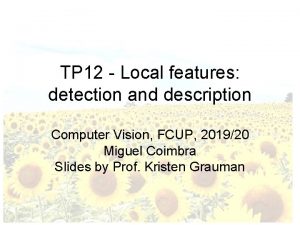 TP 12 Local features detection and description Computer