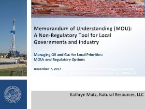 Memorandum of Understanding MOU A NonRegulatory Tool for