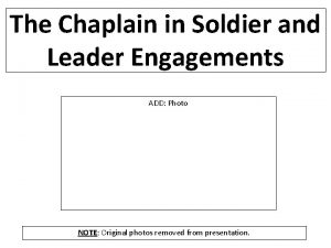 The Chaplain in Soldier and Leader Engagements ADD