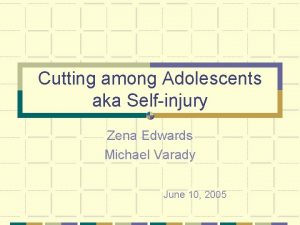 Cutting among Adolescents aka Selfinjury Zena Edwards Michael