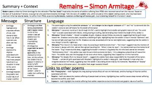 Remains Simon Armitage Summary Context Modern poem written