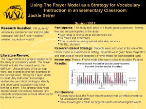 Using The Frayer Model as a Strategy for