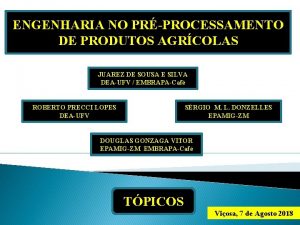 ENGENHARIA NO PRPROCESSAMENTO DE PRODUTOS AGRCOLAS JUAREZ DE