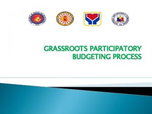 GRASSROOTS PARTICIPATORY BUDGETING PROCESS GENERAL INFORMATION ABOUT GPB