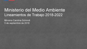 Ministerio del Medio Ambiente Lineamientos de Trabajo 2018