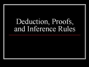 Deduction Proofs and Inference Rules Lets Review What