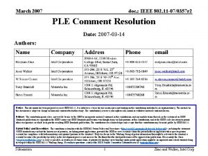 March 2007 doc IEEE 802 11 070357 r