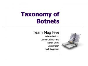 Taxonomy of Botnets Team Mag Five Valerie Buitron