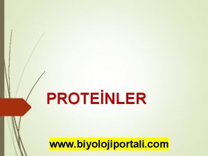 PROTENLER www biyolojiportali com Proteinlerin Genel zellikleri Her