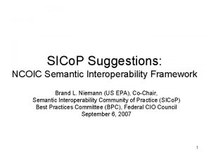 SICo P Suggestions NCOIC Semantic Interoperability Framework Brand