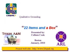 Qualitative Grounding 22 Items and a Box Presented