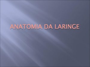 ANATOMIA DA LARINGE LARINGE Arcabouo msculocartilaginoso Funes respiratria