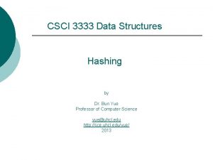 CSCI 3333 Data Structures Hashing by Dr Bun