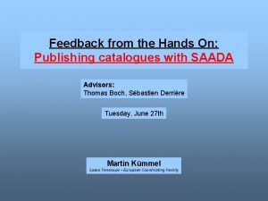 Feedback from the Hands On Publishing catalogues with