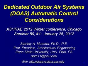 Dedicated Outdoor Air Systems DOAS Automatic Control Considerations