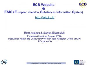 ECB Website ESIS European chemical Substances Information System