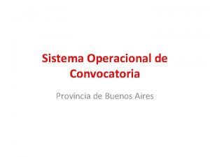 Sistema Operacional de Convocatoria Provincia de Buenos Aires