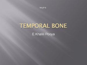 TEMPORAL BONE E Khalili Pooya Temporal bone Hypotympanum