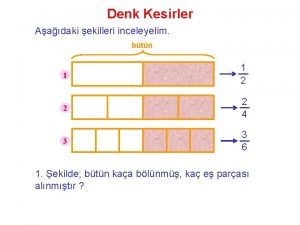 Denk Kesirler Aadaki ekilleri inceleyelim btn 1 1