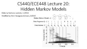 CS 440ECE 448 Lecture 20 Hidden Markov Models