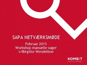 SAPA NETVRKSMDE Februar 2015 Workshop manuelle sager vBirgitte