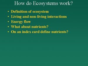 How do Ecosystems work Definition of ecosystem Living