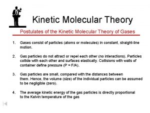 Kinetic Molecular Theory Postulates of the Kinetic Molecular