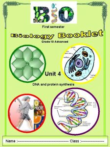 First semester Grade 10 Advanced Unit 4 DNA