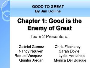 GOOD TO GREAT By Jim Collins Chapter 1