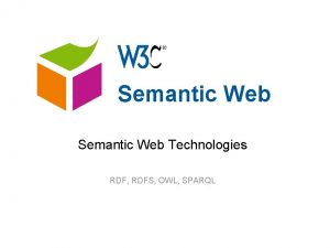 Semantic Web Technologies RDF RDFS OWL SPARQL Outline