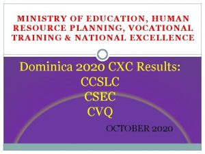 MINISTRY OF EDUCATION HUMAN RESOURCE PLANNING VOCATIONAL TRAINING