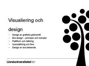 Visualiering och design Design av grafiska grnssnitt Bra