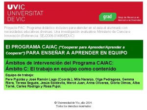 Proyecto PAC Programa didctico inclusivo para atender en