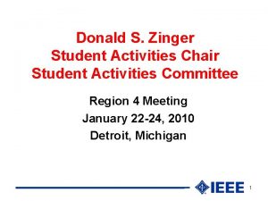 Donald S Zinger Student Activities Chair Student Activities