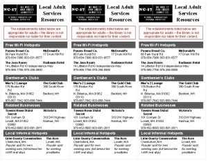 Local Adult Services Resources The establishments listed below