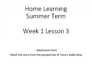 Home Learning Summer Term Week 1 Lesson 3