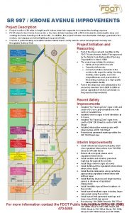 SR 997 KROME AVENUE IMPROVEMENTS Project Description Project