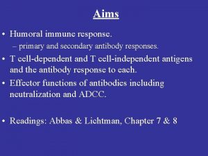 Aims Humoral immune response primary and secondary antibody