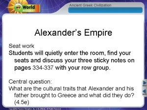 Ancient Greek Civilization Alexanders Empire Seat work Students