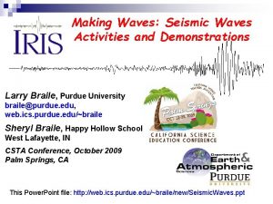 Making Waves Seismic Waves Activities and Demonstrations Larry