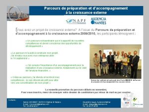 Parcours de prparation et daccompagnement la croissance externe