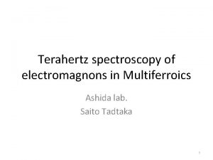 Terahertz spectroscopy of electromagnons in Multiferroics Ashida lab