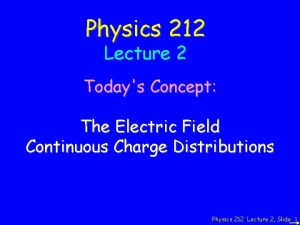 Physics 212 Lecture 2 Todays Concept The Electric