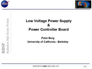 Radiation Belt Storm Probes RBSP Low Voltage Power